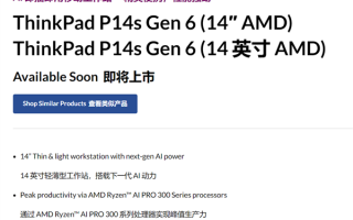 联想ThinkPad P14s Gen6配置意外曝光！最高12核AMD锐龙AI 9 HX Pro 370