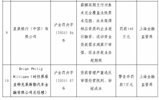 星展银行（中国）被罚140万：因同业存款业务超期限等