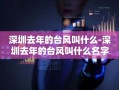 深圳去年的台风叫什么-深圳去年的台风叫什么名字