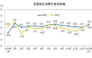 国家统计局：1月份居民消费价格同比上涨0.5%