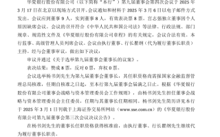 华夏银行：选举杨书剑为董事长