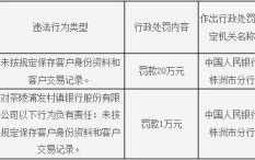 茶陵浦发村镇银行及副行长被罚 为浦发银行子公司