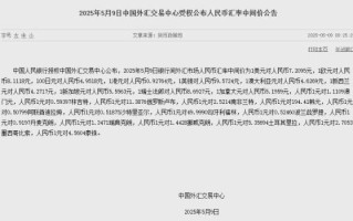 5月9日人民币汇率中间价公布：1美元对人民币7.2095元