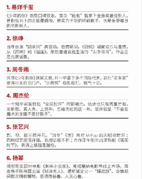 2020福布斯中国名人榜发布 易烊千玺夺第一-第1张图片-芙蓉之城