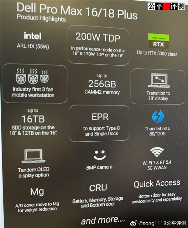 戴尔顶级笔记本Pro Max 18/16提前曝光！最高256GB内存+RTX 50系显卡-第2张图片-芙蓉之城