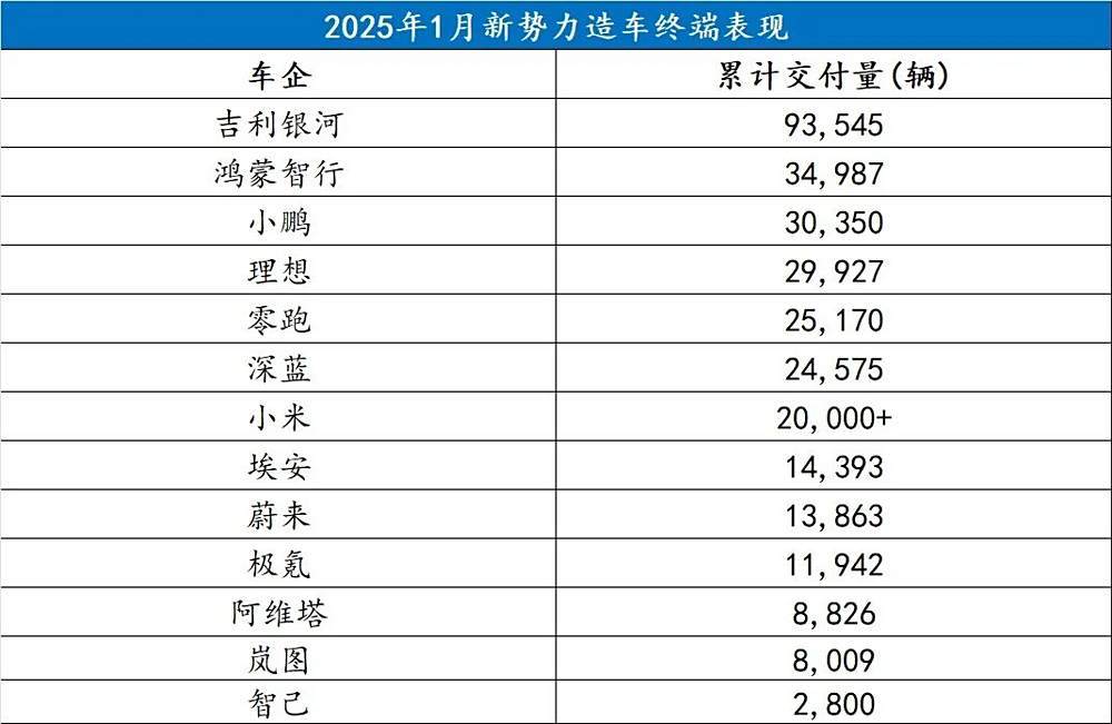 1月新势力销量:开年即决战,拿命换门票-第2张图片-芙蓉之城 1月新势力销量:开年即决战,拿命换门票-第2张图片-芙蓉之城