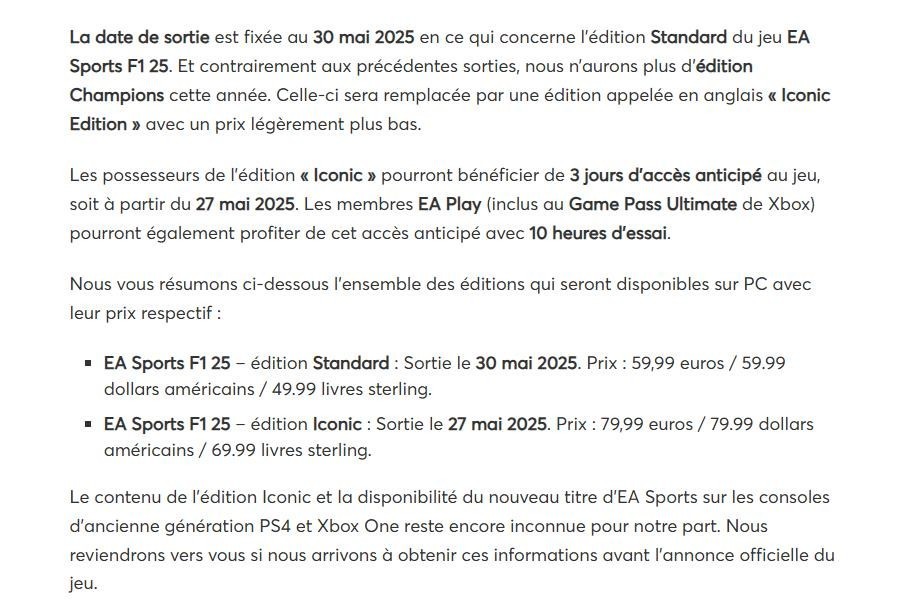 EA SPORTS F1 25计划2025年5月30日发售-第1张图片-芙蓉之城