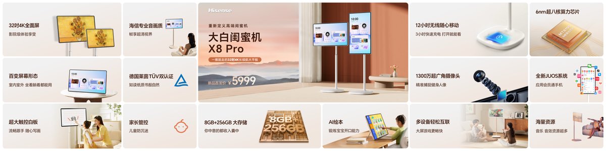 闺蜜机终极体!海信大白闺蜜机X8 Pro一台顶多台:电视画质+超强续航+桌面平板-第4张图片-芙蓉之城