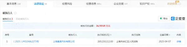 极越汽车成被执行人！标的2.69亿元-第1张图片-芙蓉之城