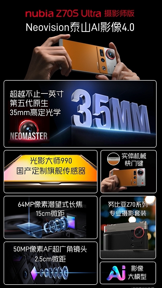 4599元起 一图看懂努比亚Z70S Ultra摄影师版：35mm主摄画质超越一英寸-第2张图片-芙蓉之城