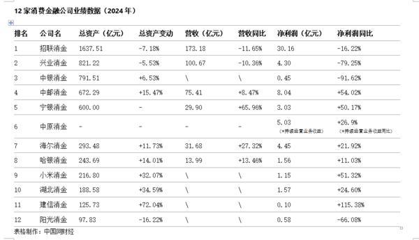 12家持牌消金2024成绩单：兴业、中银净利暴跌超70% 中邮、宁银增速达50%-第1张图片-芙蓉之城