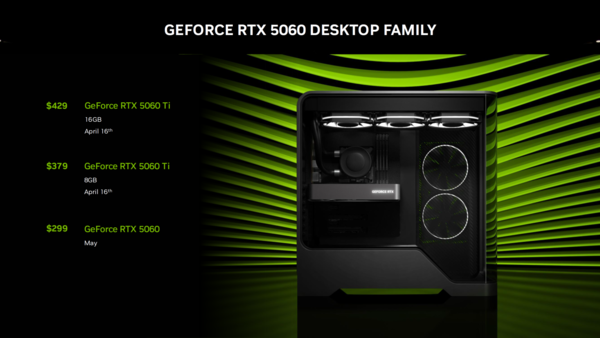 英伟达RTX 5060 Ti发布：提供8GB/16GB双显存 379美元起-第1张图片-芙蓉之城