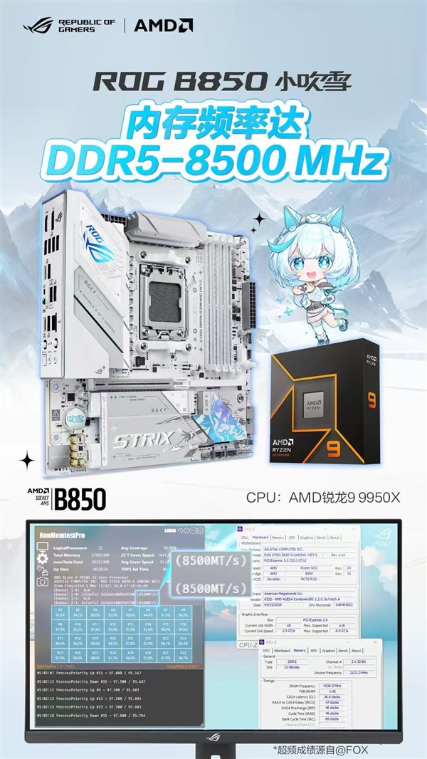 超至DDR5-8500 华硕ROG B850小吹雪主板战力非凡-第1张图片-芙蓉之城