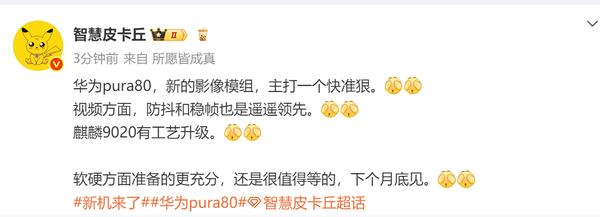 华为Pura 80或在6月底发布：采用全新模组 视频能力大提升-第2张图片-芙蓉之城
