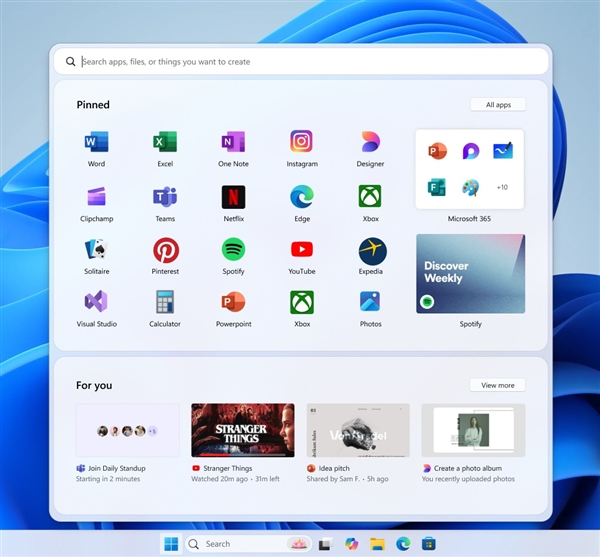 微软展示Windows 11五种开始菜单概念图：可能永远不会发布-第3张图片-芙蓉之城
